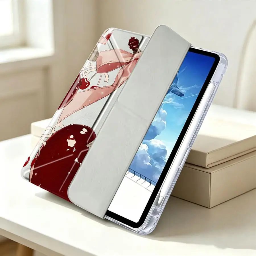 Чехол для планшета с отсеком для стилуса для Samsung Galaxy Tab A9 Plus, S7 FE, A11, S9 Plus, A8, S8, S10 Lite, красный, с милым принтом вишни (art.: 3920dc2e62355) - 3920dc2e62355
