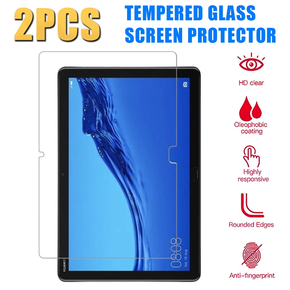 

2Pcs Tempered Glass for For Huawei Mediapad M5 Lite 10 10.1" BAH2-W09/L09/W19 Tablet Screen Protector Cover Full Coverage Screen