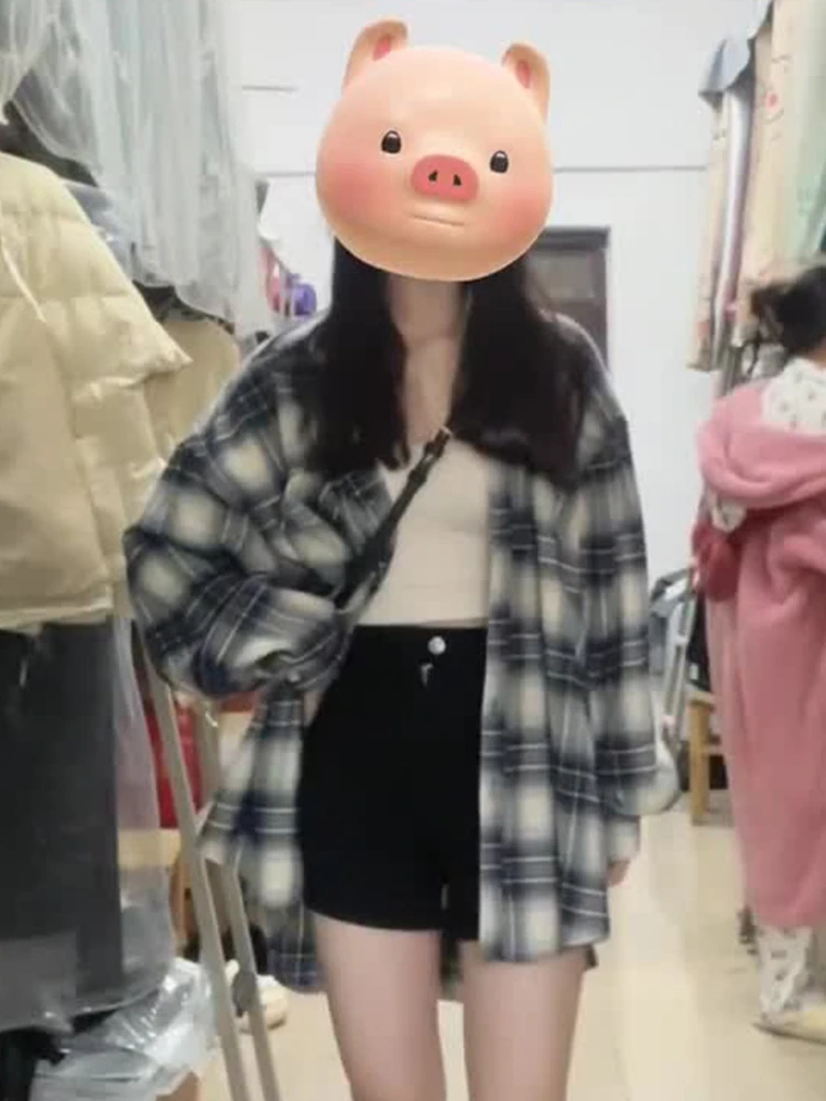 Гонконг Sle Ретро клетчатые рубашки женские ранняя осень 2024 новый дизайн