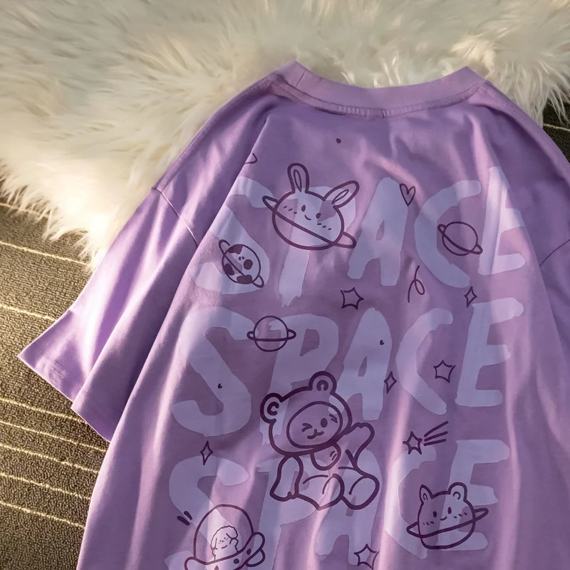 

Футболка в японском стиле для мужчин и женщин, свободная повседневная футболка из 100% чистого хлопка, в Корейском стиле, Y2K