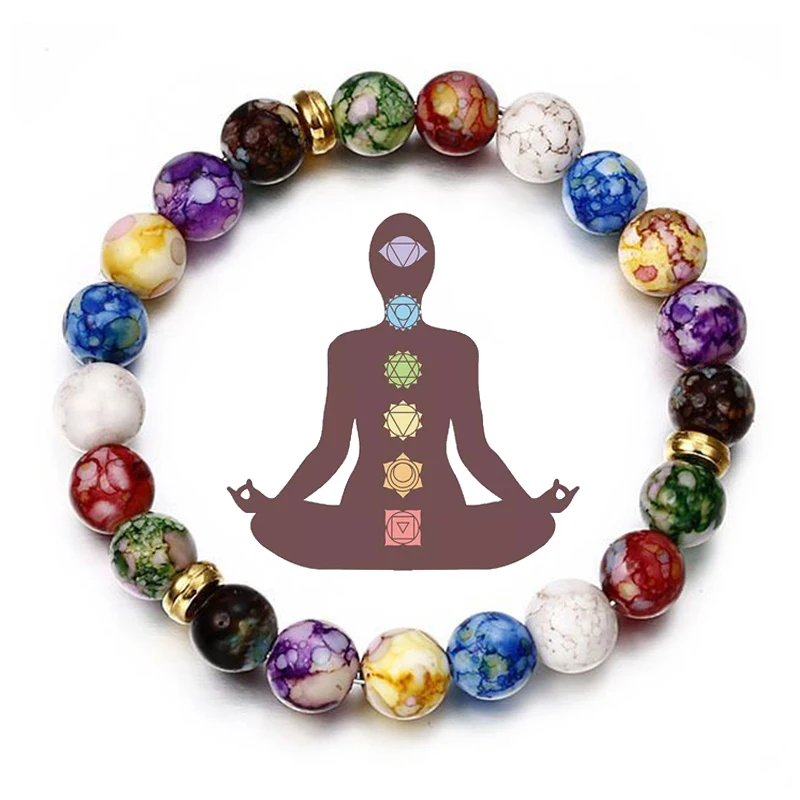 

YUOKIAA 7 Chakras Reiki Healing Stone Bracelet Yoga Balance Energy Natural Lava Stones Beads Handmade Jewelry Beaded Bracelets