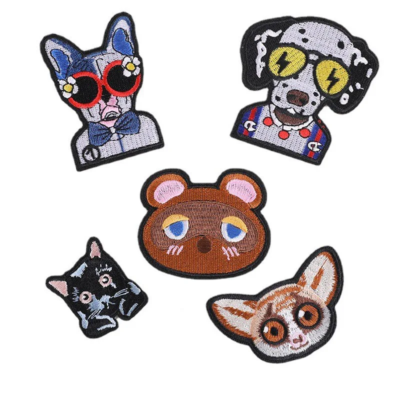 

100pcs/lot Luxury Cute Animal Cat Puppy Embroidery Patch Glasses Flower Shirt Bag Clothing Decoration Accessory Craft Applique