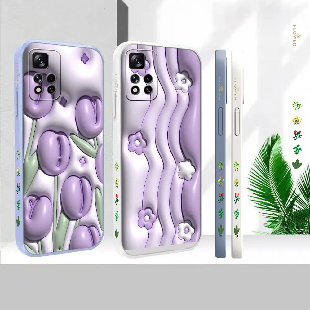 

Liquid Silicone For Redmi Note 12 11 11T 11R 11E 11S 11T 10 10T 9 9S 9T 8 7 7S Pro Plus Max 4G 5G Cover 3D Art Flower Case Funda