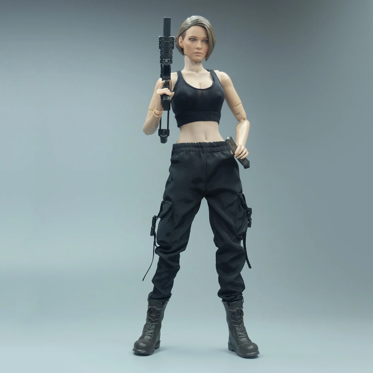 

Масштаб 1/6, женский модный черный жилет, черный комбинезон, боевые брюки, подходит для экшн-фигурки 12 дюймов