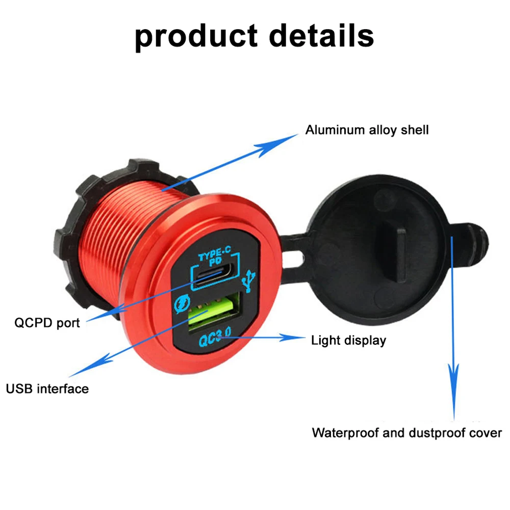 Автомобильное зарядное устройство PD Type C/QC 3 0 с USB-портом и выключателем - купить по
