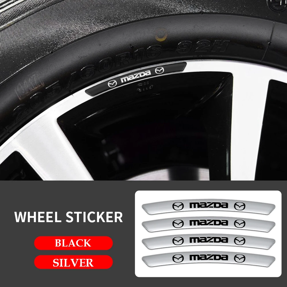 

4pcs Aluminum Car Styling Wheel Rims Racing Stickers Badges Auto Decoration For Mazda Axela Atenza CX-3 CX-5 CX-8 MS demio MPS