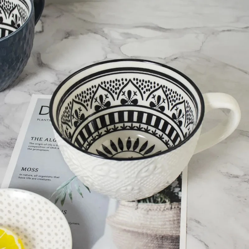 

Creative personality mug breakfast bowl cereal milk cute ceramic cup daily household large-capacity insulated coffee oatmeal cup