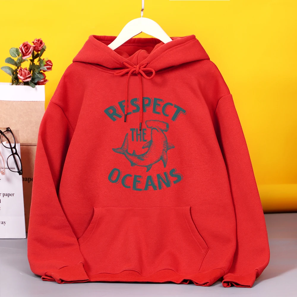 

Respect The Oceans Print Female Hoody Harajuku M-2XL Daily Streetwear Fashion Quality Hooded Autumn Comfortable Clothes Womens