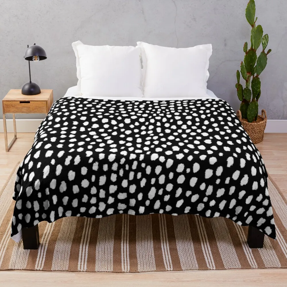 

Handmade polka dot brush strokes (black and white reverse dalmatian) Throw Blanket