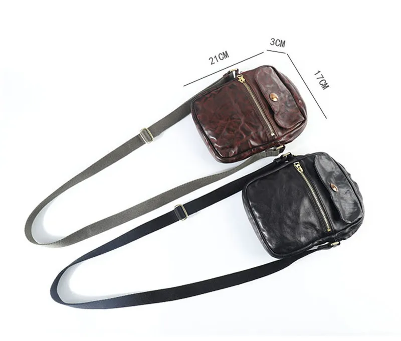 Outdoor daily light genuine leather men mini shoulder bag trendy handmade luxury high quality cowhide small phone crossbody bag