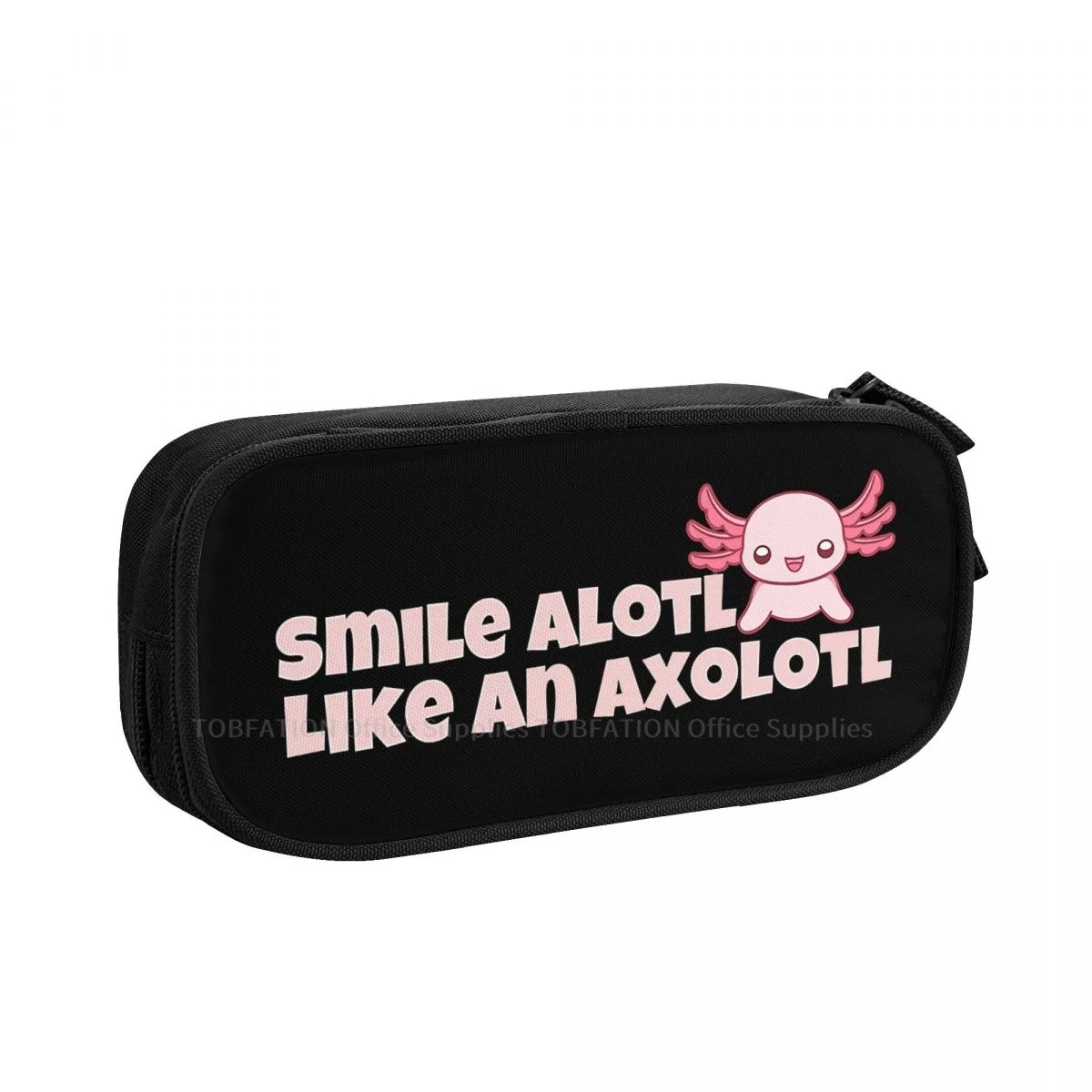 

Smile Alotl Pink Pencase Axolotl Lover Pencil Bag Teenage School Storage Supplies Large Capacity Double Zipper