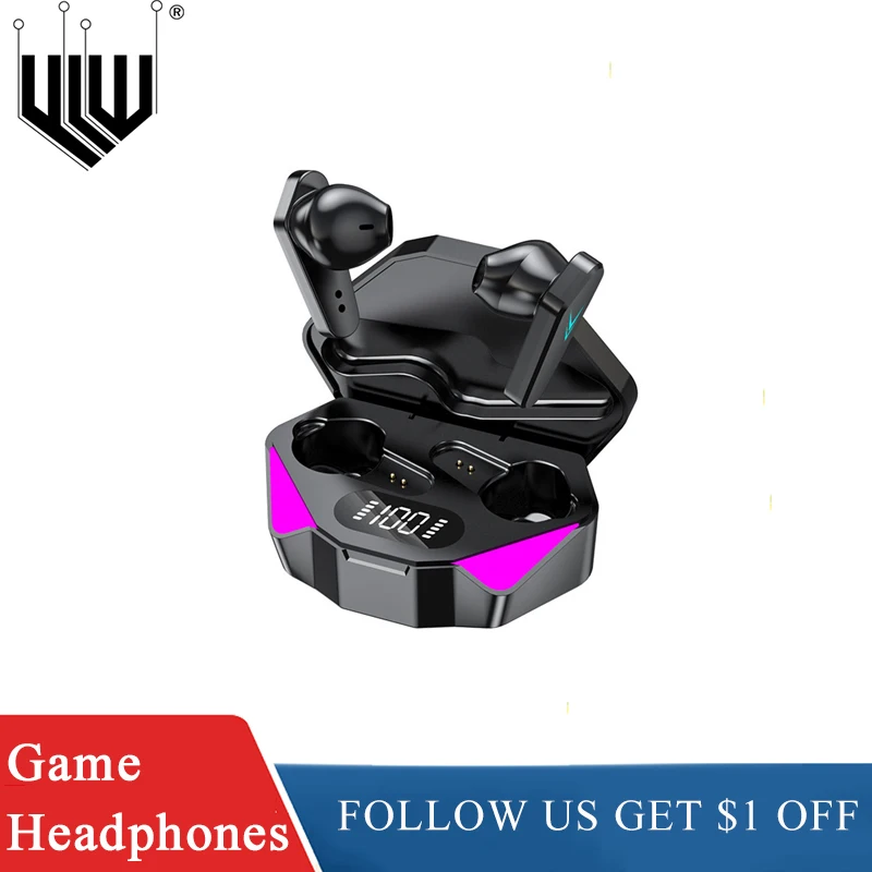 

TWS Wireless Headphone Bluetooth Earphone Bluetooth V5.0 Noise Reduction Game Headset With Touch Control LED Gaming Light