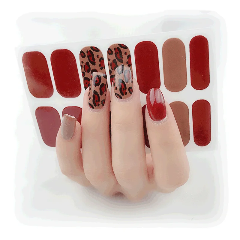 

14 Post 1 Sheet Nail Art Stickers UV Gel Polish Nail Wraps Strips Full Cover Colorful Nail Polish Stickers Decals Manicure Tool