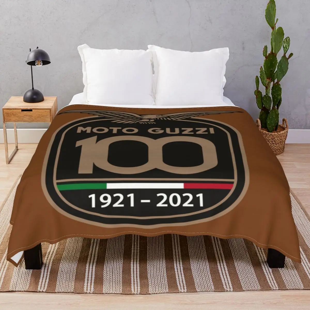 

Moto Guzzi 100th Anniversary Blanket Flannel Decoration Lightweight Thin Throw Blankets for Bedding Sofa Travel Cinema