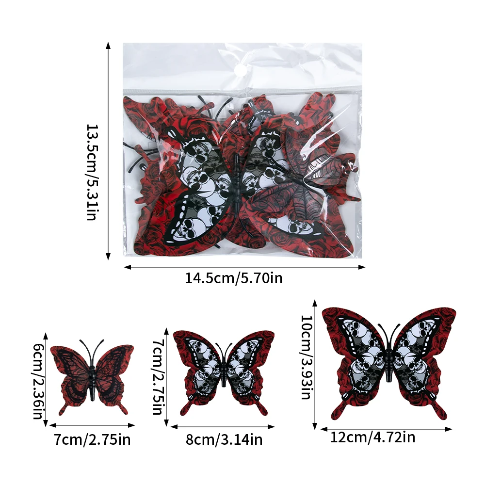 12 шт. настенные Переводные картинки в виде черной бабочки
