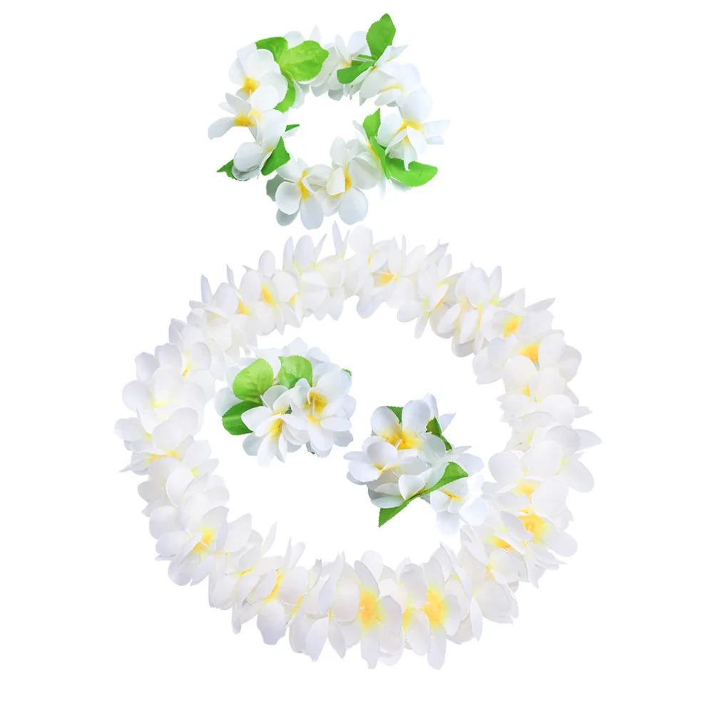 

4 Pcs Hawaii Necklaces Artificial Flower Floral Wreath Hawaiian Headpiece Flowers Garland Hibiscus