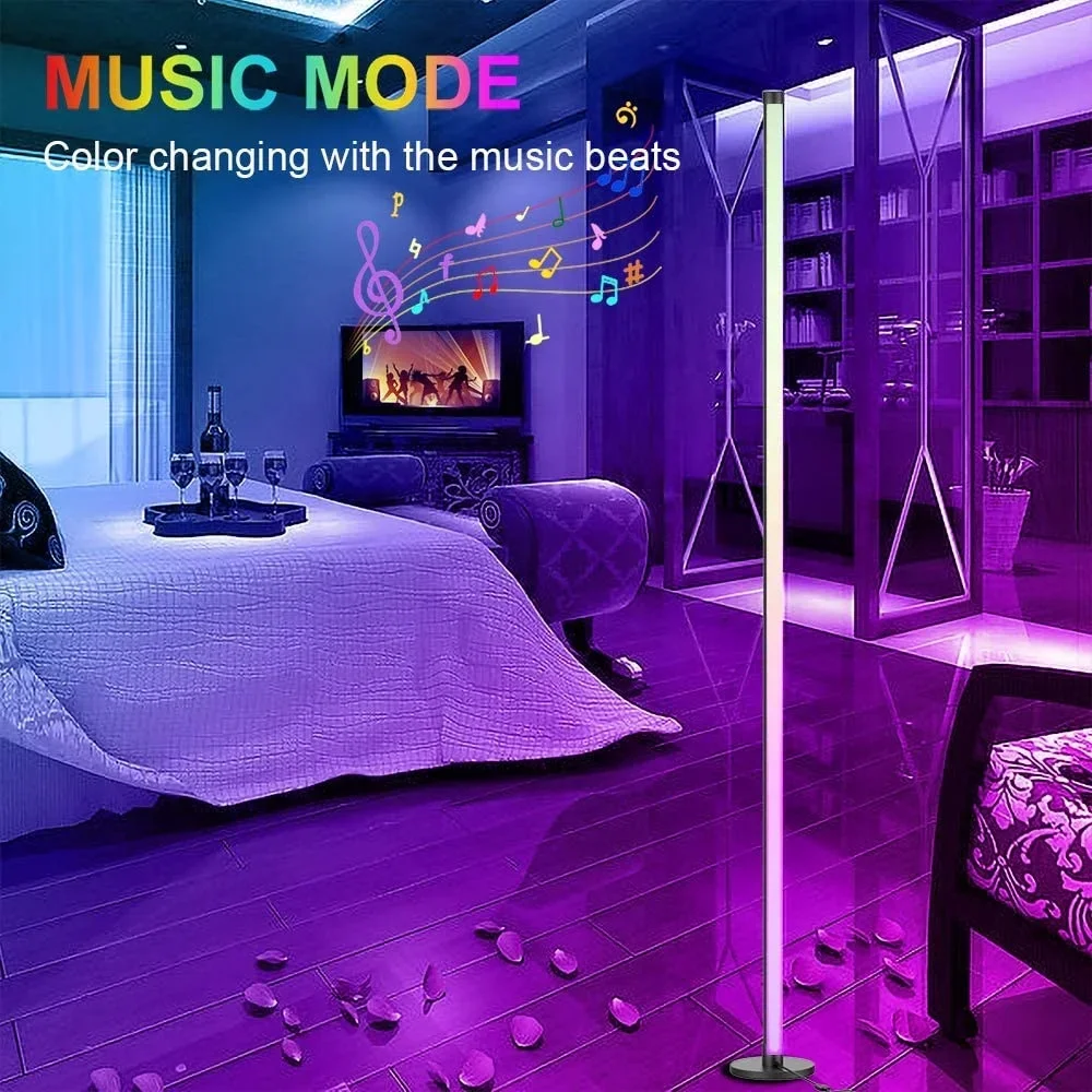 Inteligentna cylindryczna lampa stojąca synchronizacji muzyki LED RGB сменный светодиодный угловой светильник с