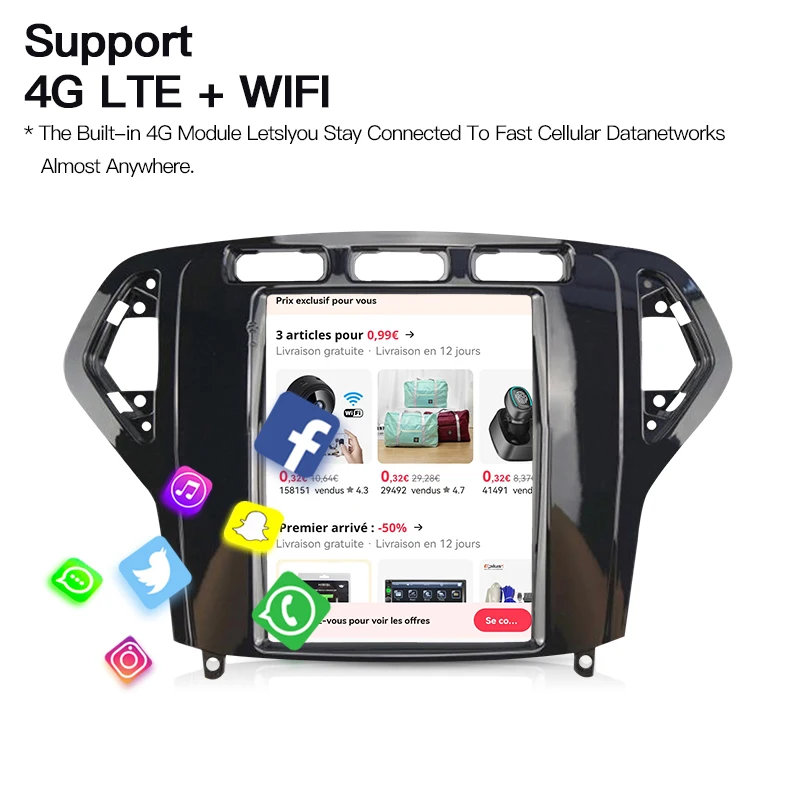 Android 13 для Tesla Style Ford Mondeo MK4 2007-2010 авторадио стерео мультимедийный плеер