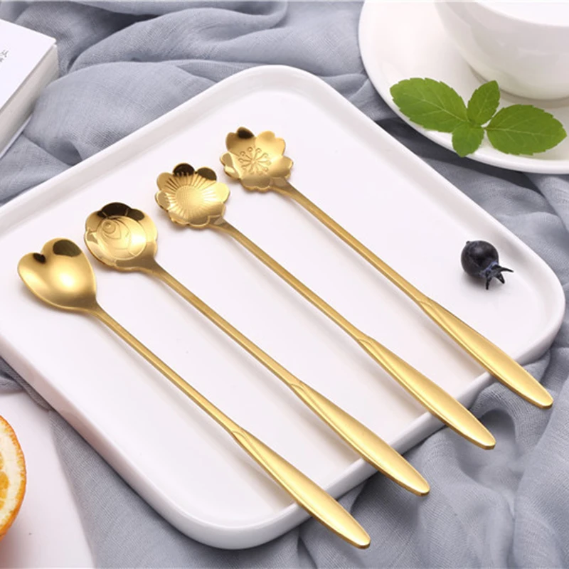 

1pc Tea Coffee Soup Spoon For Eating Mixing Stirring Long Handle Teaspoon Ice Cream Honey Spoon Cocktail Spoons Kitchen Cutlery