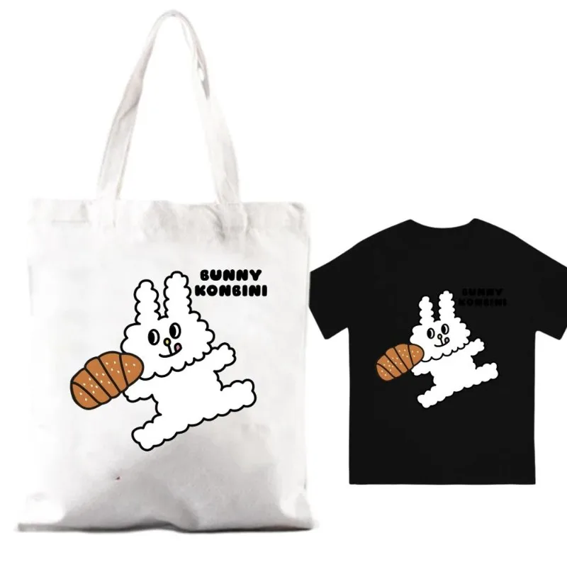 Холщовая большая сумка с милыми кроликами Konbiny повседневная футболка унисекс