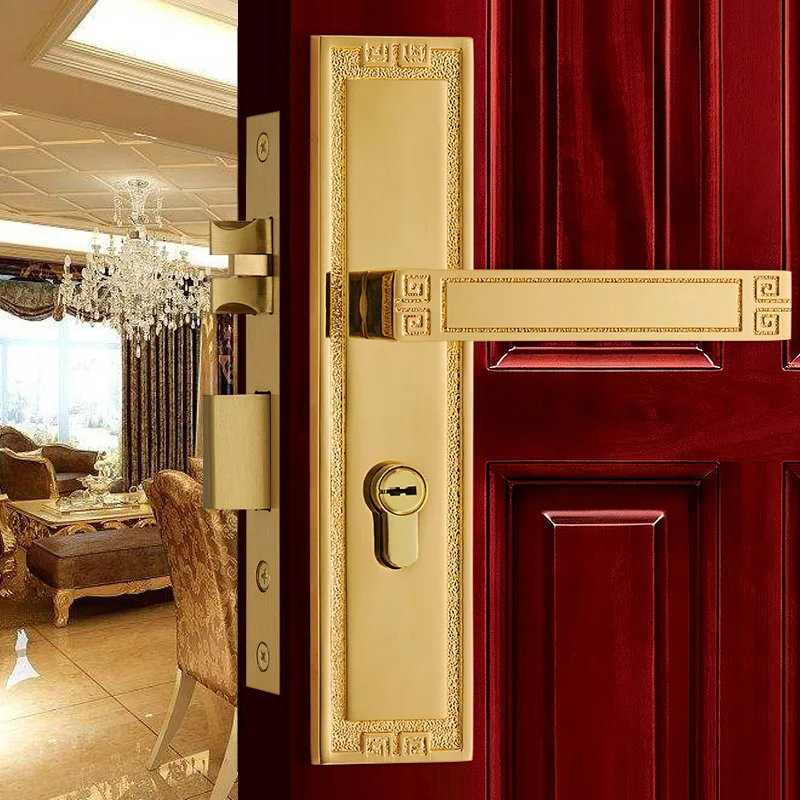 

Входные двери, современные латунные модные дверные замки, современный золотой интерьер, цельная деревянная панель, ручной замок, золотой замок для спальни