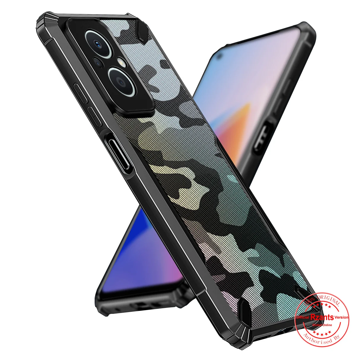 

Чехол Rzants для OPPO Reno 6 Pro Reno 7 7Z 5G полупрозрачный чехол [Камуфляжный военный бык] тонкий прочный защитный чехол для телефона