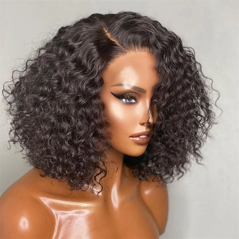 Scheherezade Human Hair Wigs Short Wigs Human Hair Curly Human Hair Wig For Women Deep Wave Frontal Wig PrePlucked Brazilian Wig
