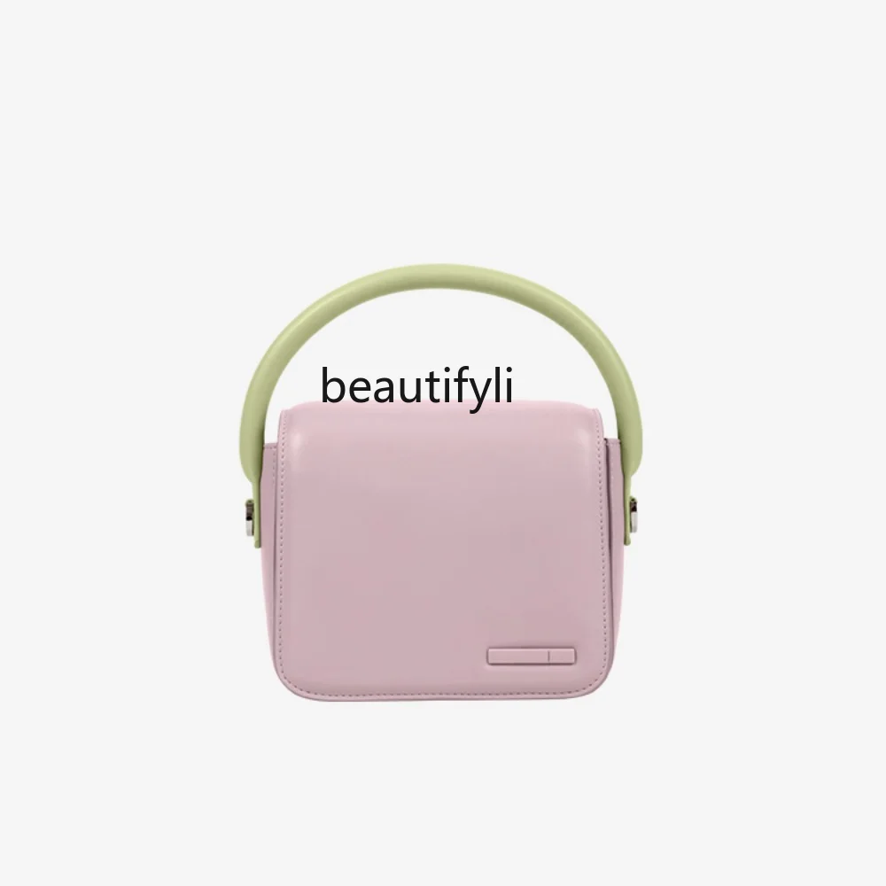 

yj Soft Candy Bag Summer Contrast Color Small Bag Special-Interest Design Portable Crossbody Small Square Bag for Women