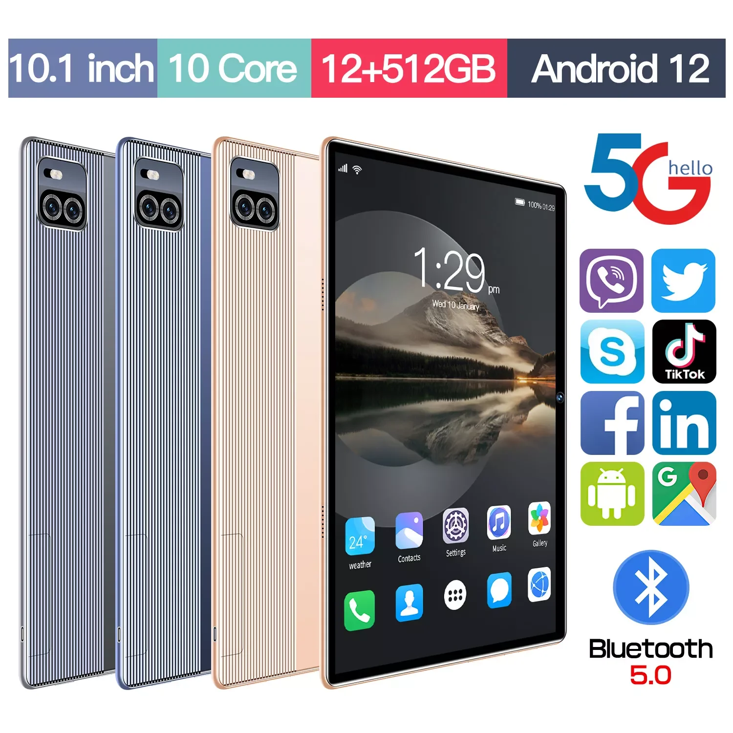 

Планшет на Android 12, 12 Гб ОЗУ 2023 Гб ПЗУ, 11 дюймов, 4k HD экран