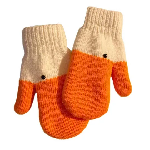 Полиэстеровые оранжевые вязаные перчатки для взрослых