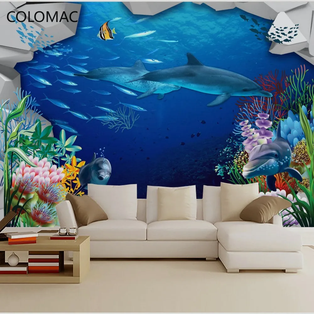 

Colomac Custom 3D Underwater World Mural TV Background Indoor Wallpaper Corridor Design Mural Dropshipping