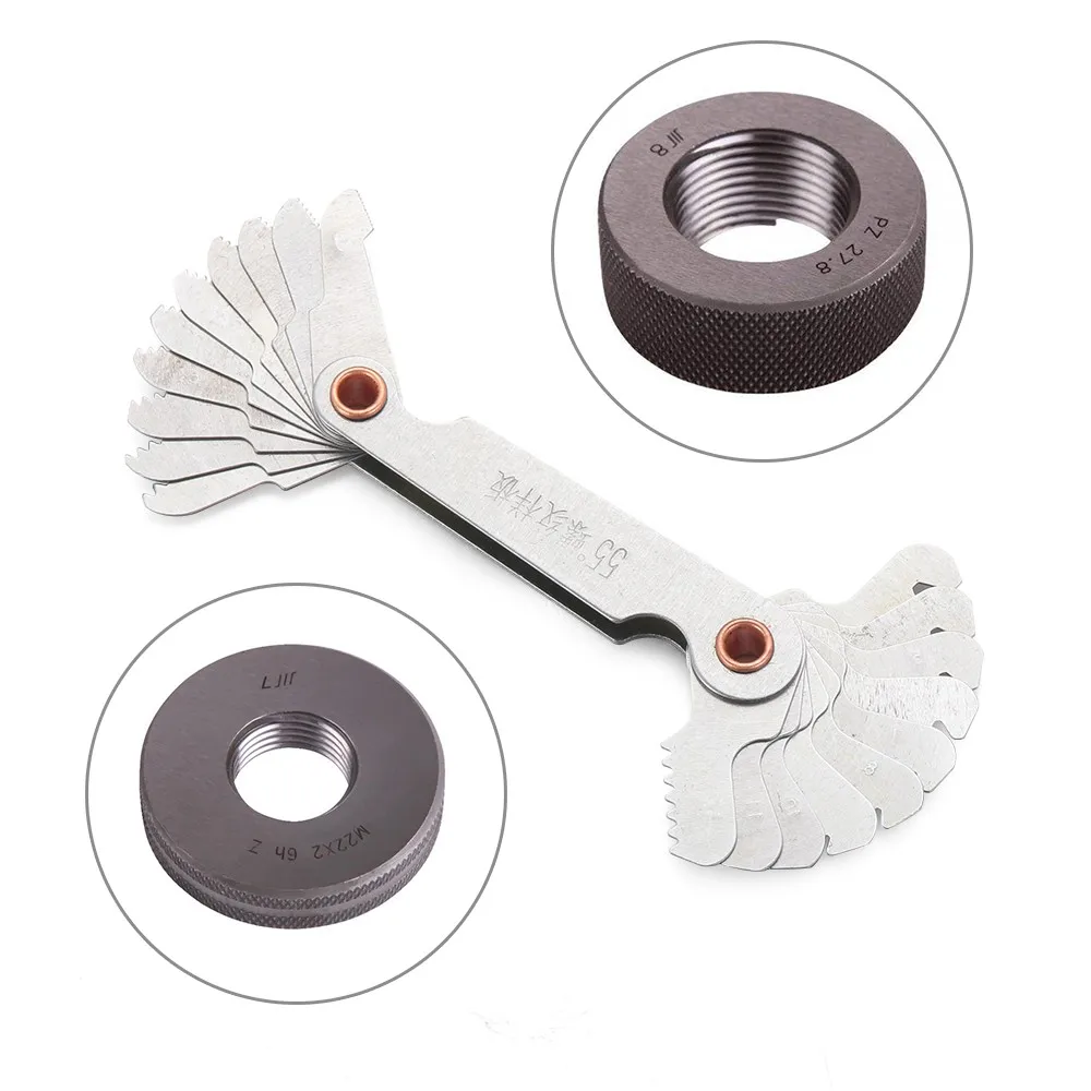 

55/60 Degree Steel Metric Inch Thread Plug Gauge Gear Tooth Screw Pitch Gauges Measuring Carbon Steel Center Measurement Lathe