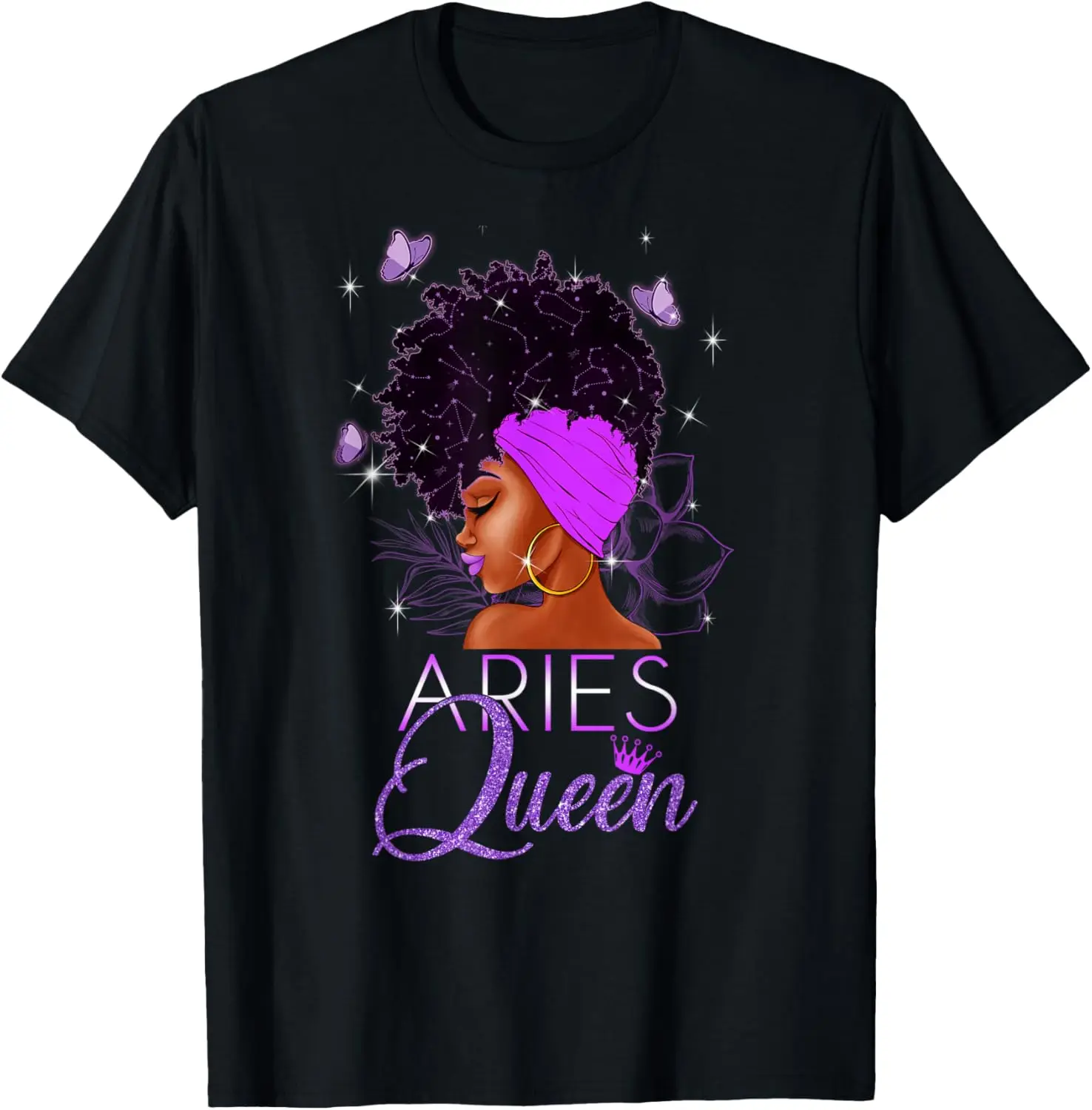Футболка фиолетового Овен Queen African American Woman March April