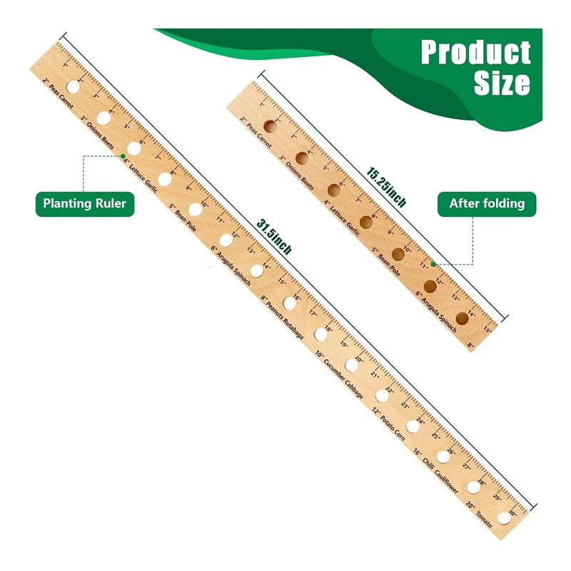 Линейка деревянная складная с отверстиями для посадки семян 30 дюймов