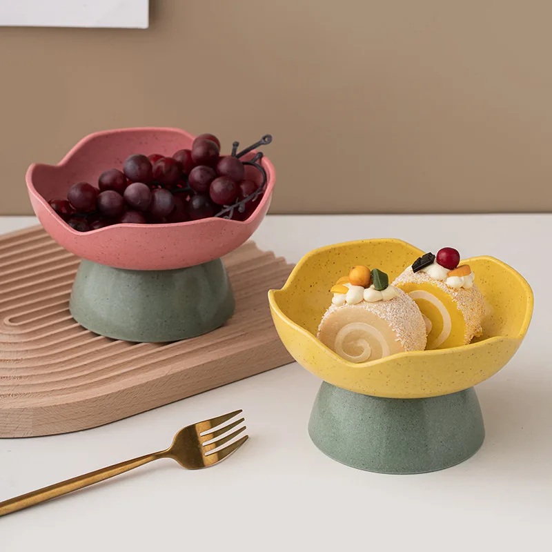 

Living Room Household Candy Plate Bamboo Fiber Ceramic Fruit Snack Plate Creative Dried Fruit Fruit Basket Plate Storage