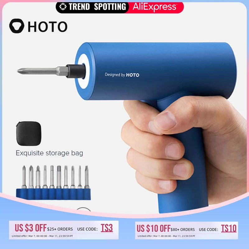 Электрическая отвертка Беспроводная электрическая дрель Xiaomi HOTO с 10 насадками S2 3