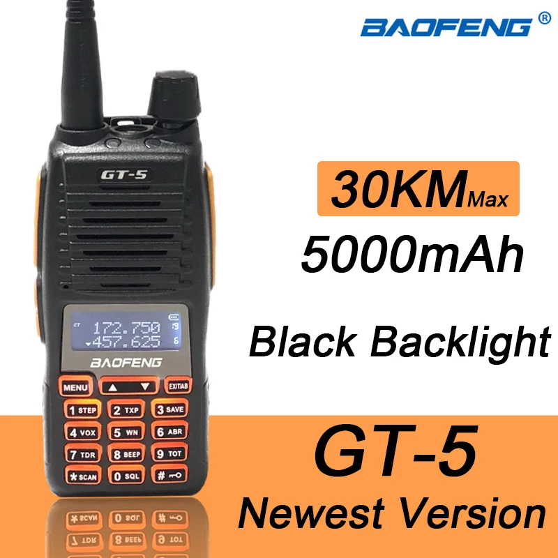 

2021 BF GT-5 10W Baofeng рация дальнего радиуса действия 10 км двухсторонняя Любительская рация с двойным PTT hf приемопередатчиком, обновленная Портати...