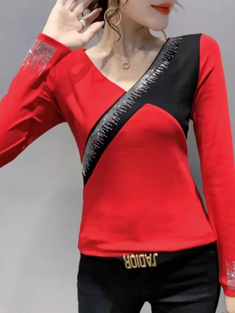 Элегантный комплект с бриллиантами повседневный M-3XL женский весенне-летний