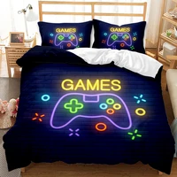 child bedding sets game controller single kids duvet cover bed set with pillowcase twin boy girl birthday present christmas gift