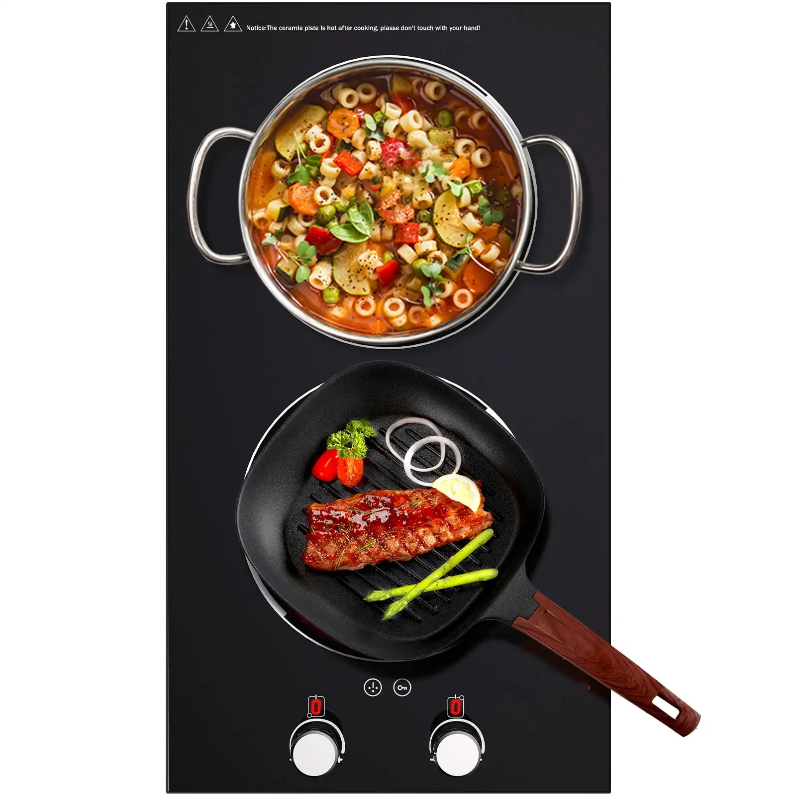 

Built-in Electric Cooktop Radiant Ceramic Cooktop 11in 2 Burners Knob Type Cooktop Eletrico .USA.NEW