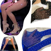 2022 sexy women pantyhose shiny fishnet stocking mesh diamonds plaid tights sparkle rhinestone stockings