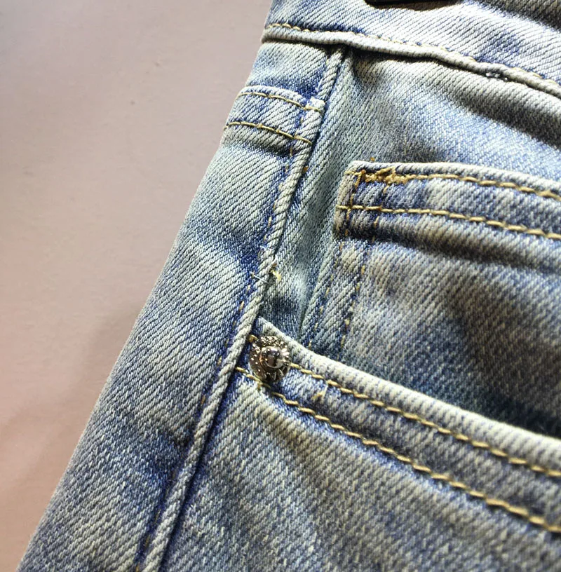 Europe 2023 New Spring Summer Women Denim Trousers Colored Stone Diamonds Stretch Flare Jeans High Waist Light Blue Long Pants