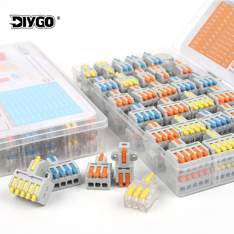 

Boxed Mini Quick Compact Splitter Connection Push in Splice Terminal Block 1 in multiple out Cable Conductor Conector For Home