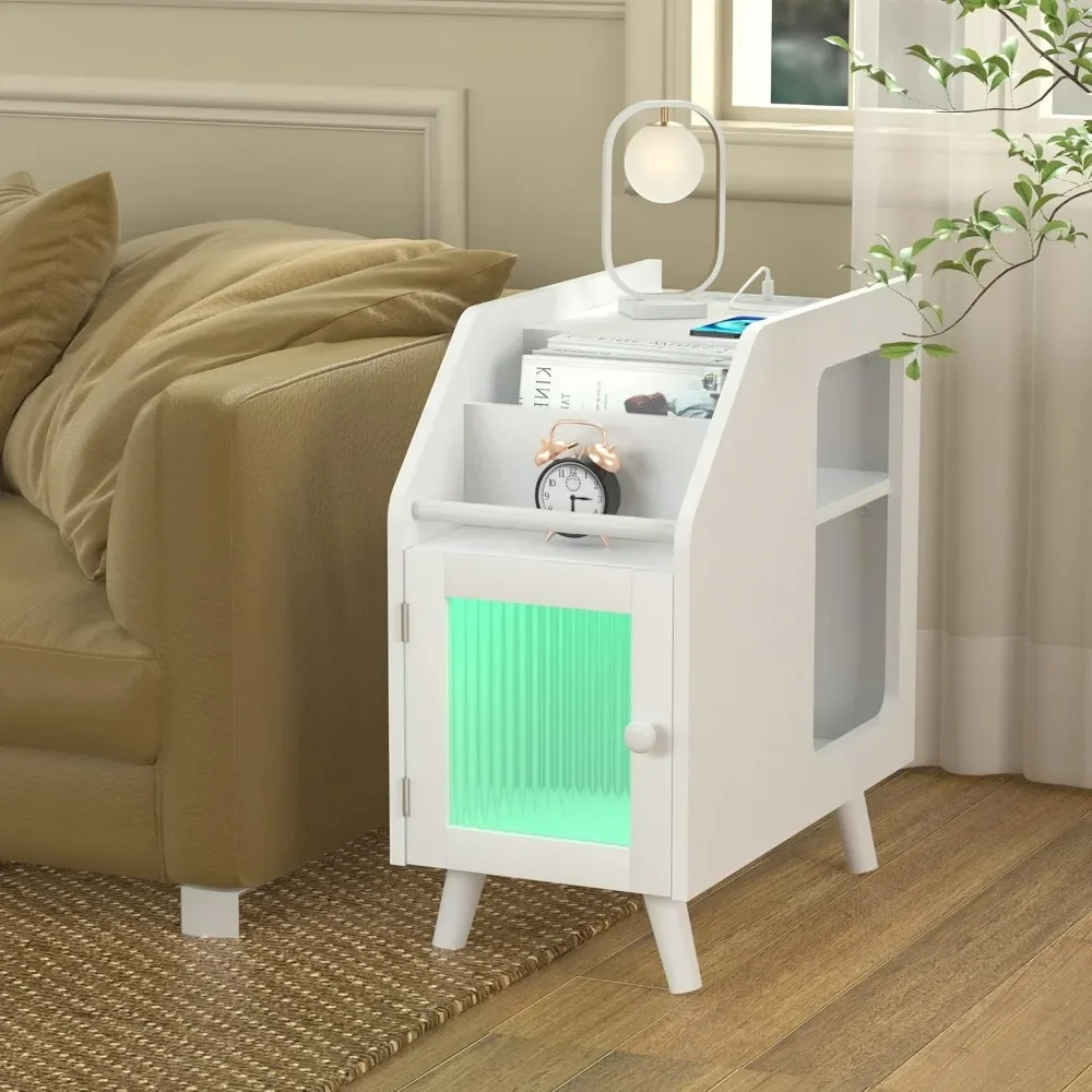 Ночная подставка с зарядной станцией и фонариками узкие тумбочки USB-портами