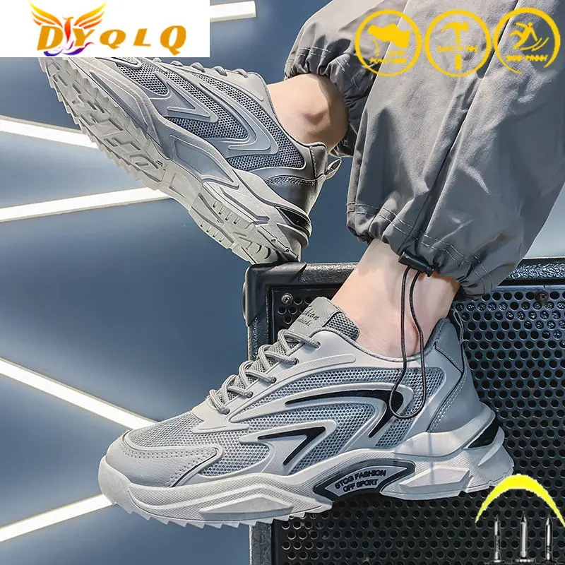 

Indestructible Safety Shoes Men Women Breathable Industrial Construction Puncture Resistant Work Boots Protective Running Sports