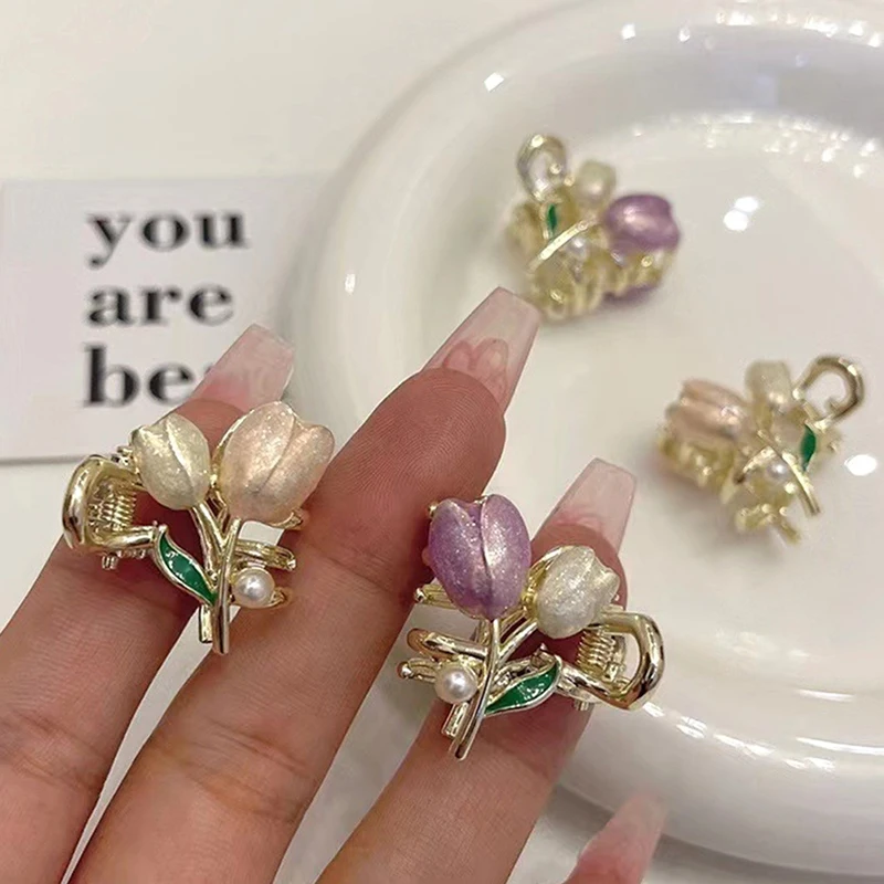 

1Pc Pearl Tulip Hairpin Side Barrettes Sweet Cute Top Bangs Clip Hair Clip Woman Headwear Hair Accessories