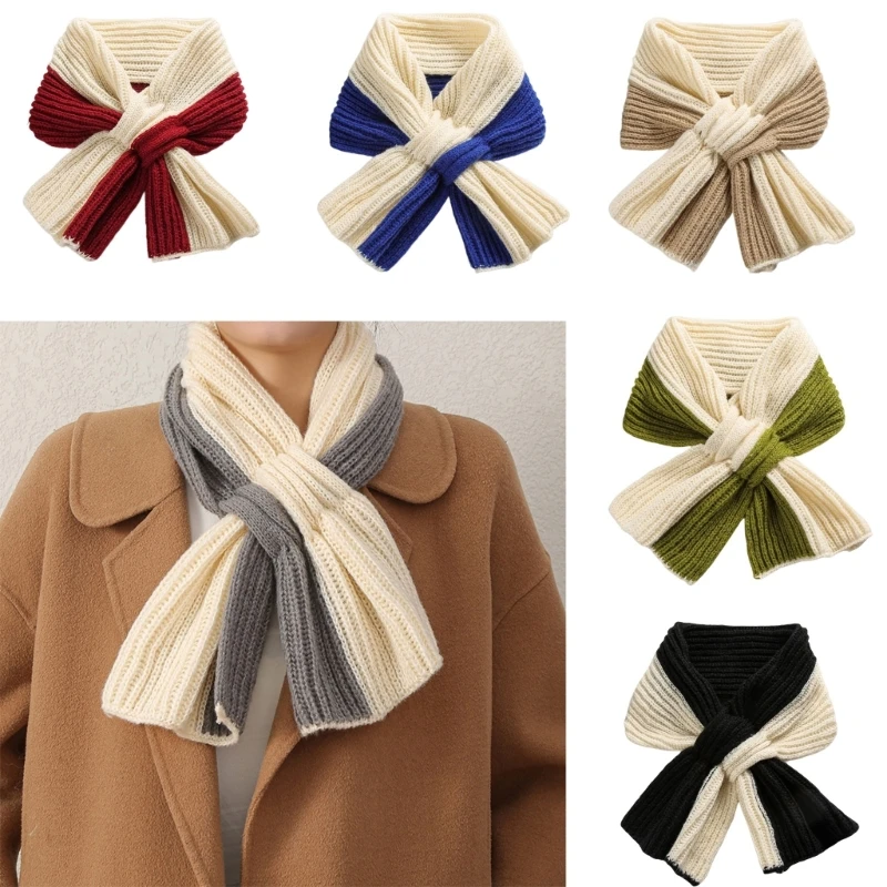 

Cute Womens Knitted Scarf Collar Loop Ladies Thicken Winter Neck Warmer Criss-Cross Knit Thicken Scarf Big Bowknot Desig