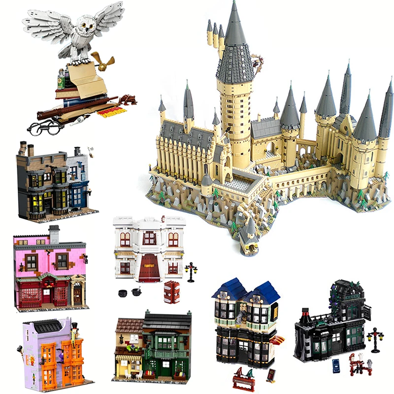 

Harrisly, волшебный школьный замок, переулок по диагонали 70071, 10217, доставка, Сова, кирпичи, знаменитая сцена фильма, строительные блоки, игрушки д...