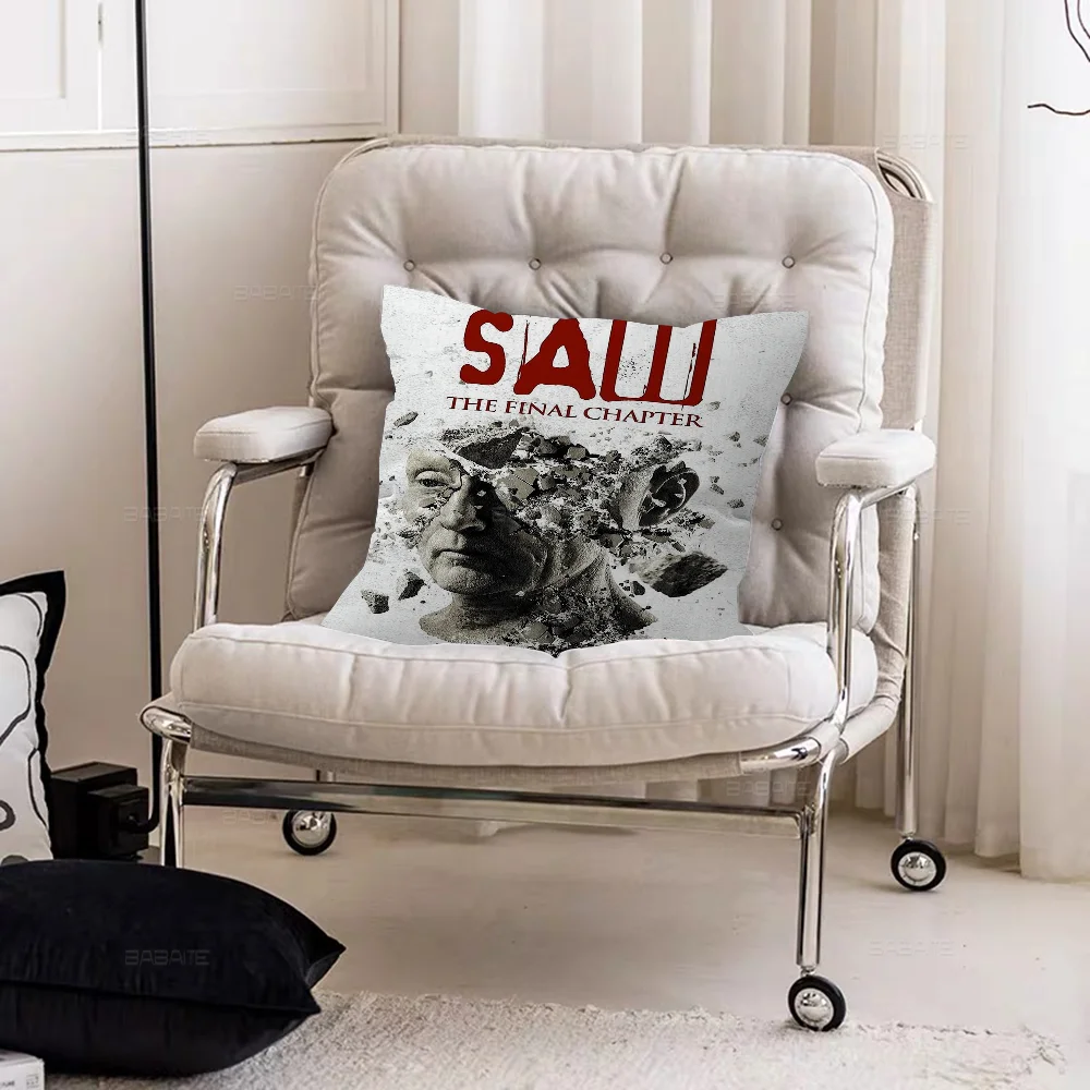 Horror Movie Saw Pillow Covers Cartoon Sofa Decorative Home Double-sided Printing Short Plush Cute Cushion Cover