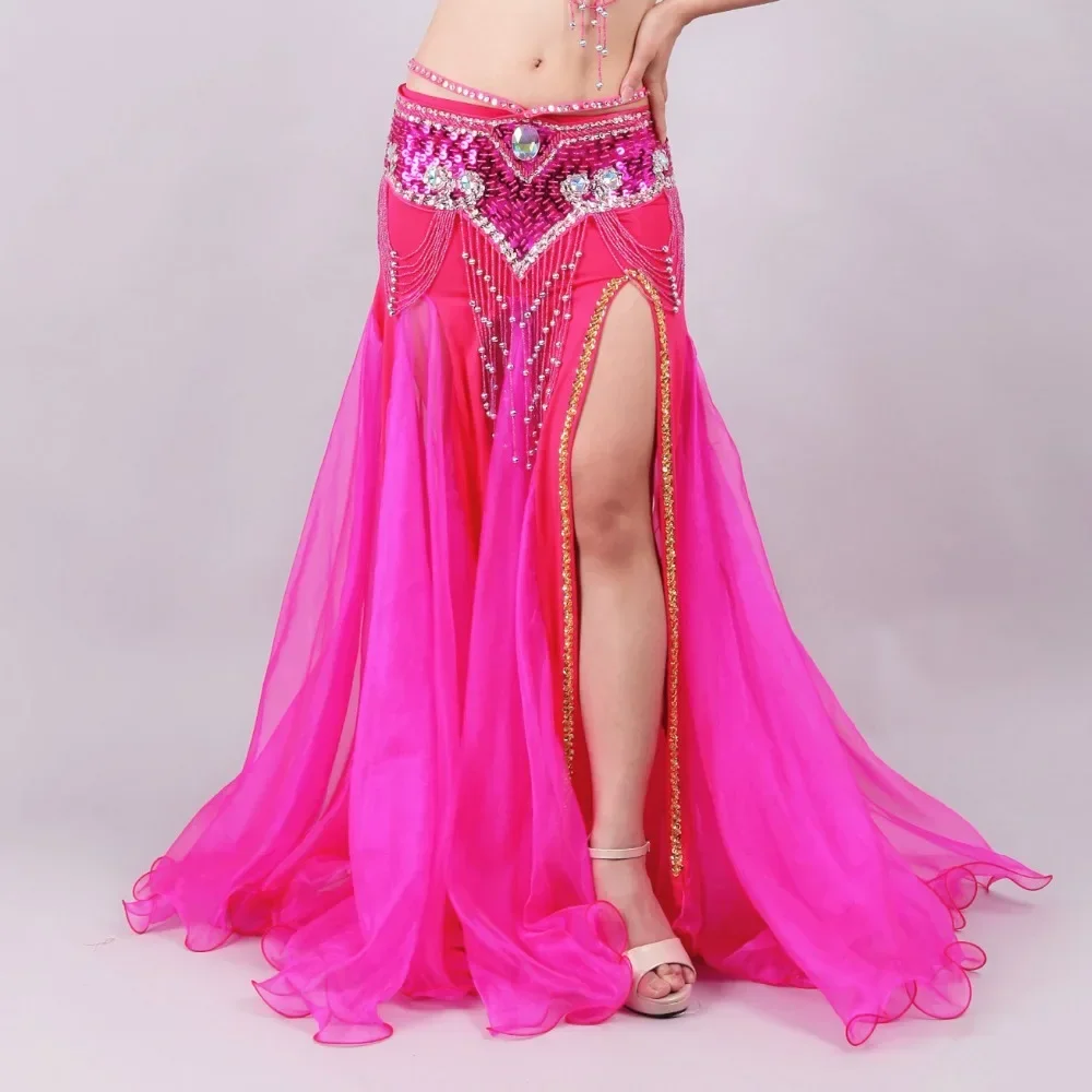 Женская длинная юбка-годе для танца живота профессиональная юбка с блестками без